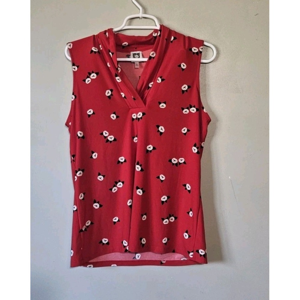 💛💙Anne Klein Blouse Red Polyester/elastane Size M💚💛